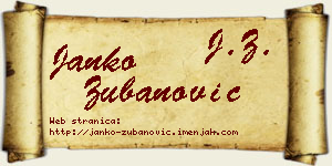 Janko Zubanović vizit kartica
